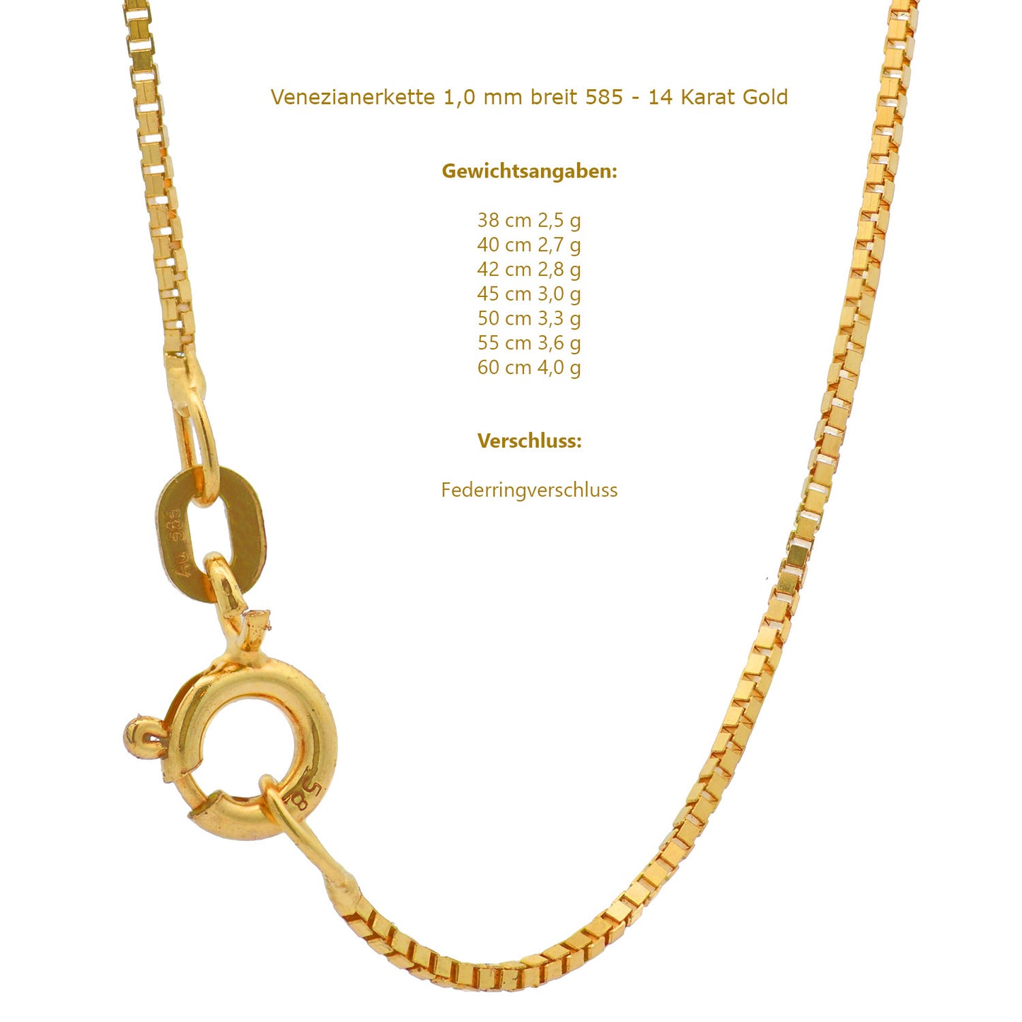 Edle Venezianerkette Halskette  585 - 14 Karat Gold Juwelier Qualität