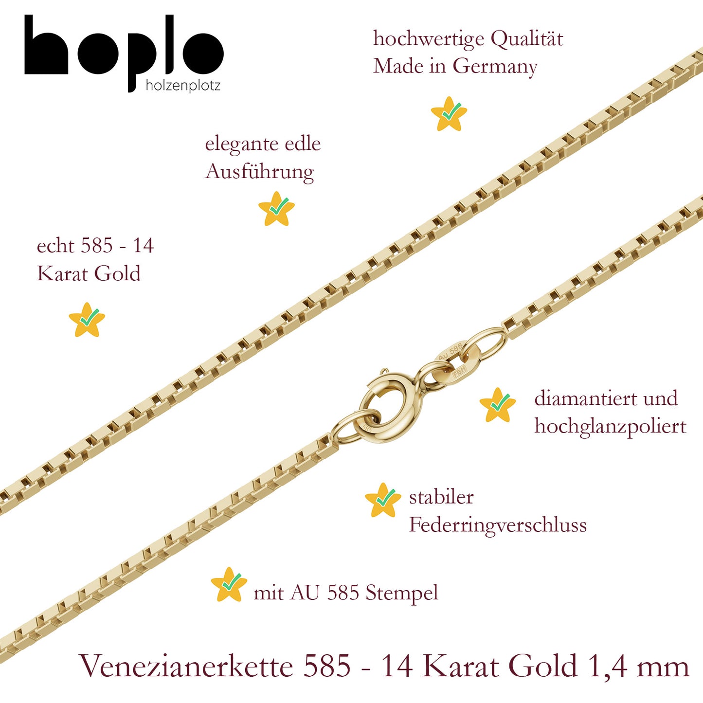 Edle Venezianerkette Halskette  585 - 14 Karat Gold Juwelier Qualität