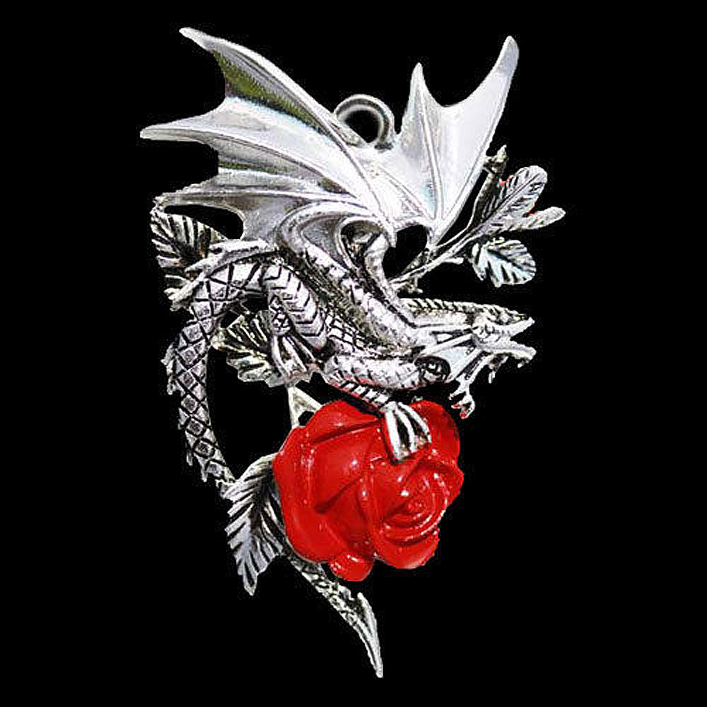 Draca Rosa Anhänger Schmuck - Drachen , Pflanzen - 40x55mm