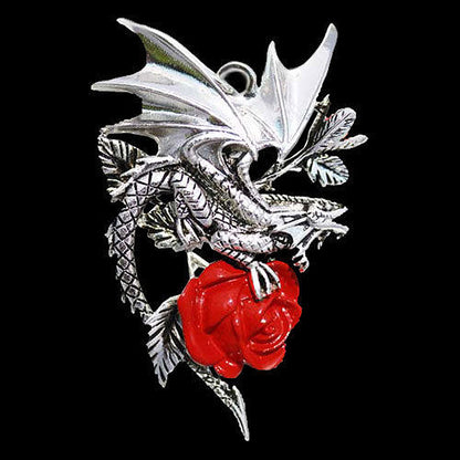 Draca Rosa Anhänger Schmuck - Drachen , Pflanzen - 40x55mm