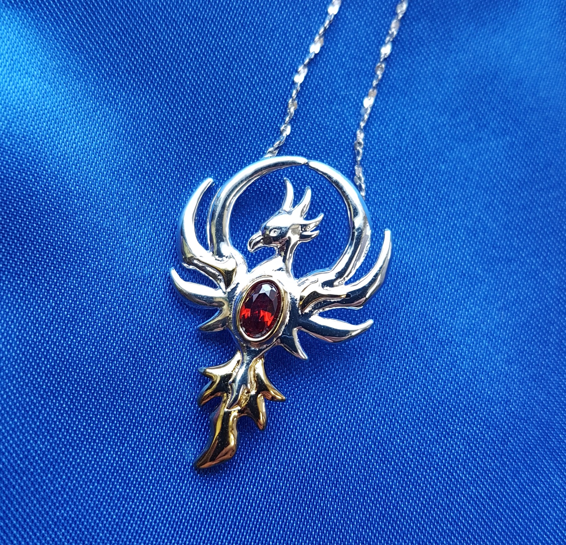 Die Auferstehung des Phönix Schmuck Anhänger 925er Silber 30mm+echte Silberkette