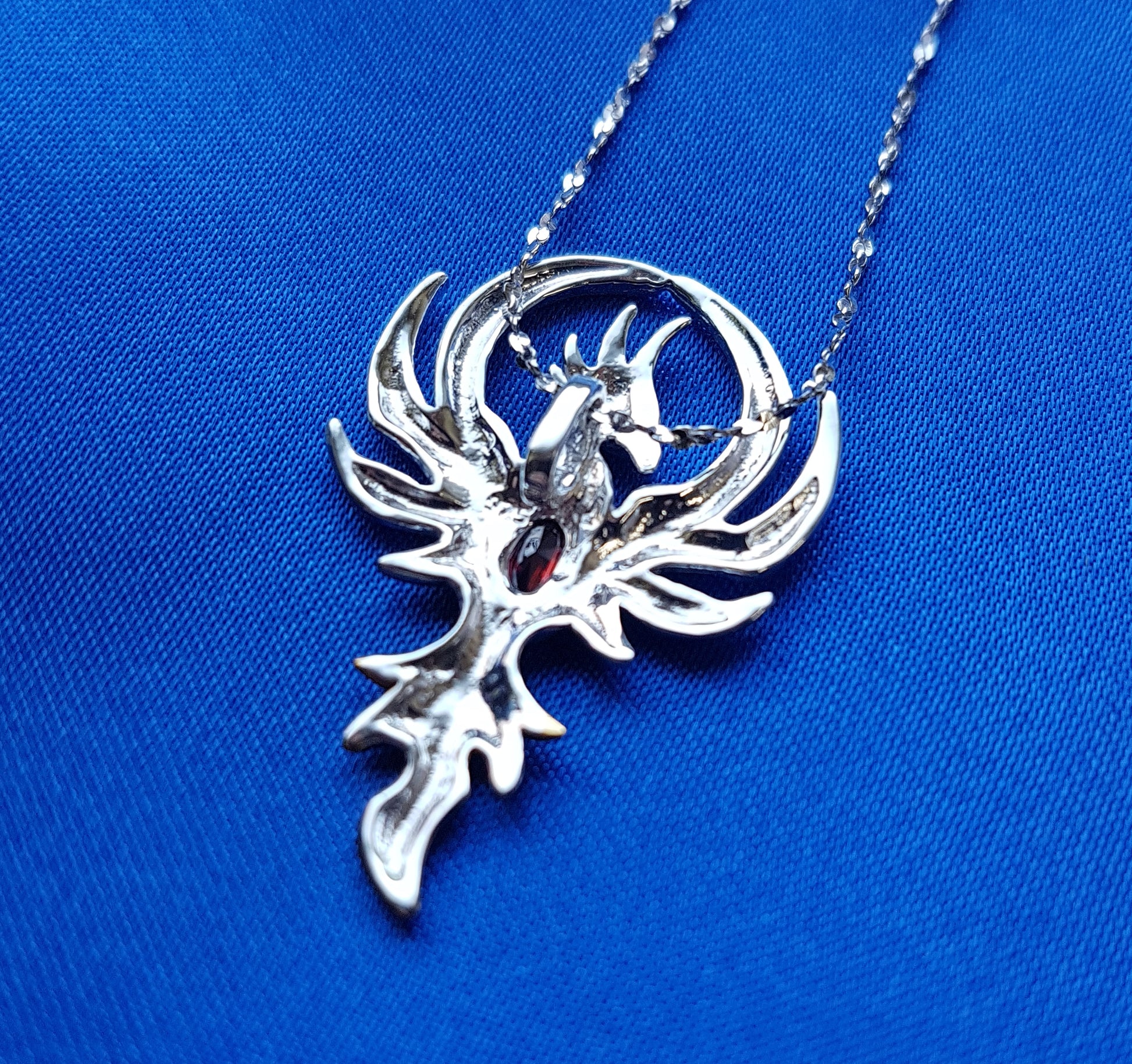 Die Auferstehung des Phönix Schmuck Anhänger 925er Silber 30mm+echte Silberkette
