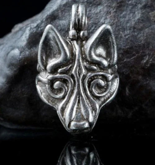 Wikingerwolf Fenrir Loki versilbert Zinn Schmuck Anhänger Vikings celtic