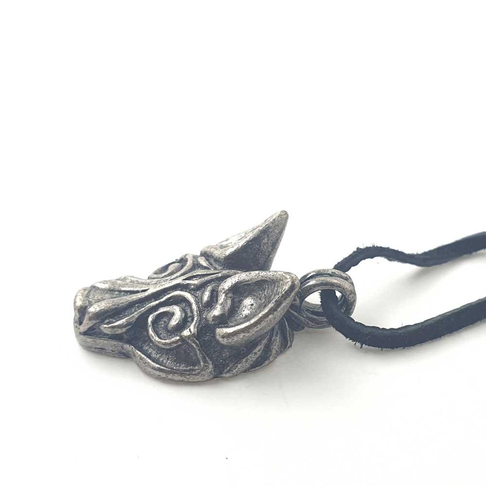 Wikingerwolf Fenrir Loki versilbert Zinn Schmuck Anhänger Vikings celtic