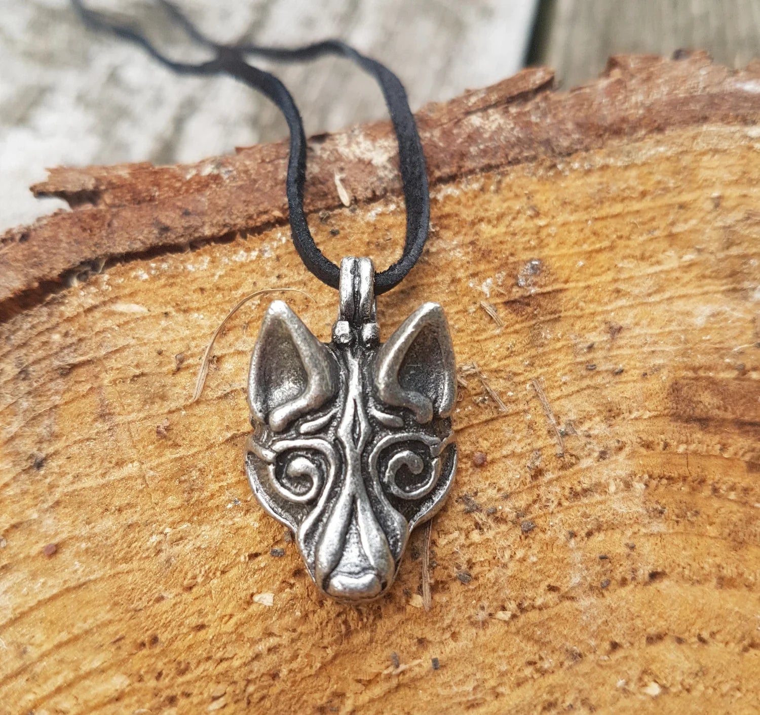 Wikingerwolf Fenrir Loki versilbert Zinn Schmuck Anhänger Vikings celtic