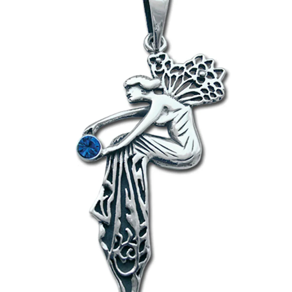 Verzauberte Elfe Schmuck Anhänger 925er Silber Feen Elfen 54x25mm