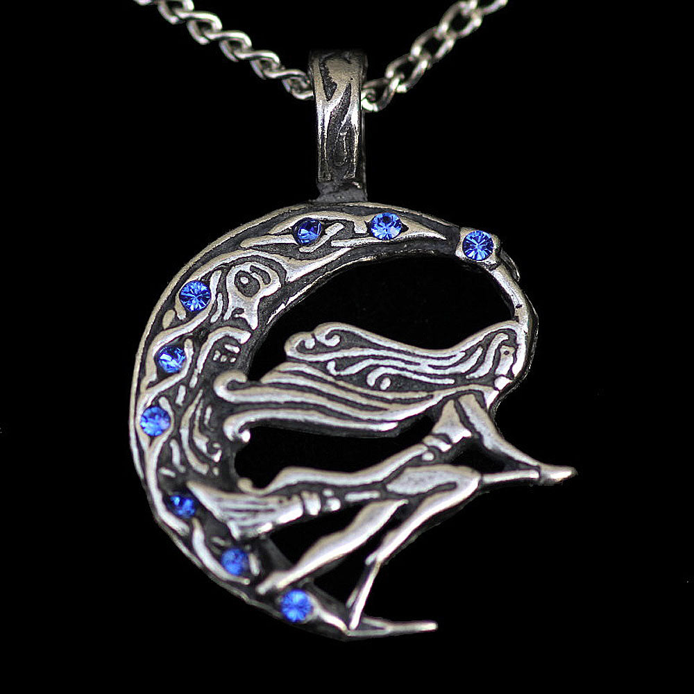 Freya Anhänger Schmuck Wikinger 37x28mm Mond Wikinger Swarovski Kristalle +Kette