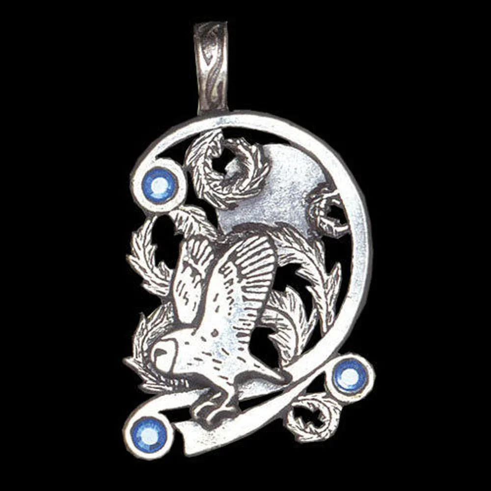 Eule Anhänger Schmuck - Vögel - 42x24mm Wikinger Swarovski Kristalle + Kette