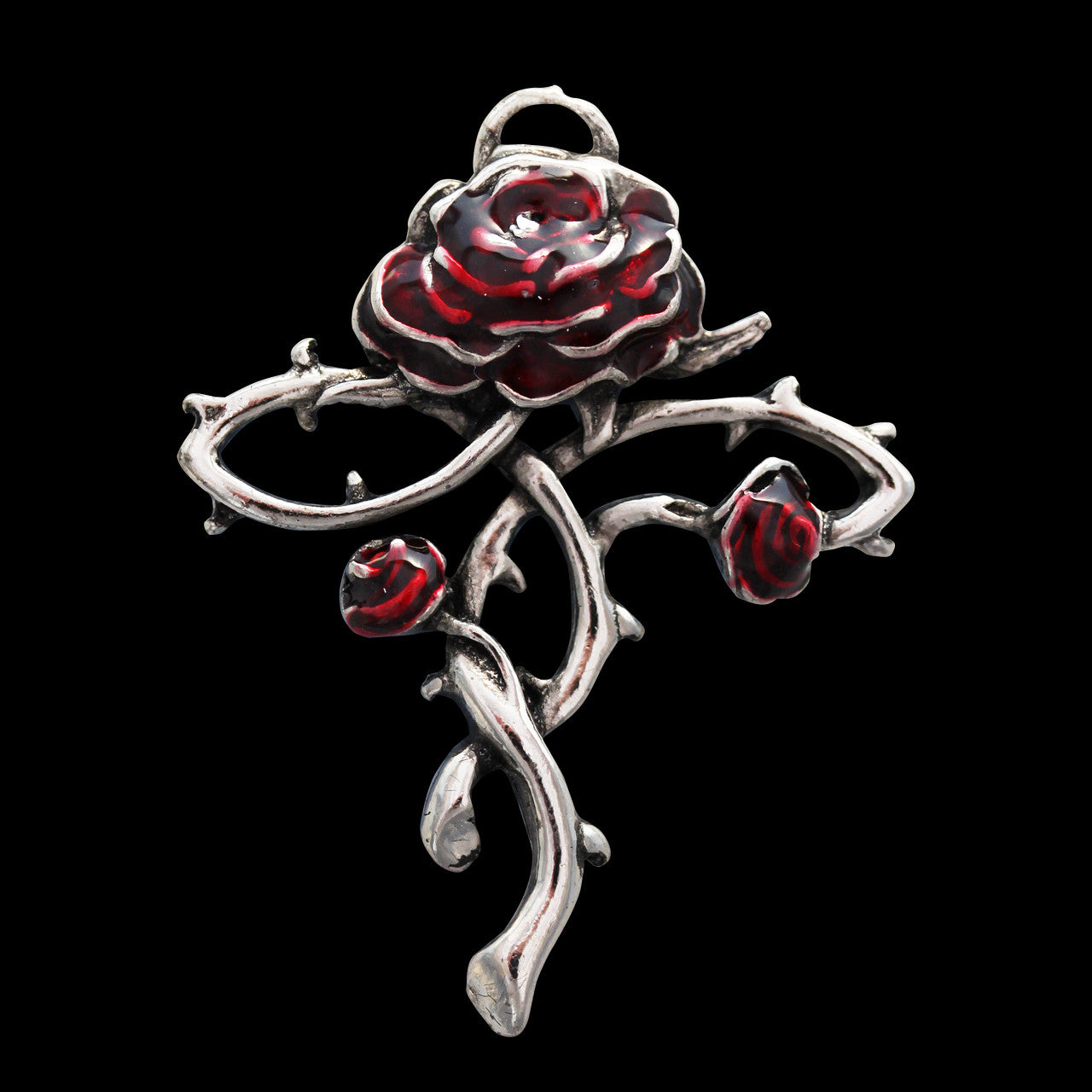 Rosenkreuz Anhänger  Rose Dornen Galraedia Gothic Mystic + Kette - Kreuze - 33x42mm
