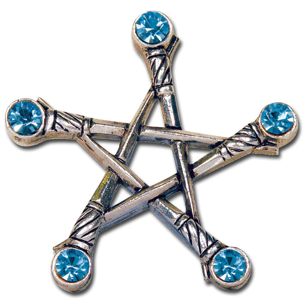 PENTAGRAMM DER SCHWERTER  Anhänger versilbert - Pentagramm - 40x40mm + Kette