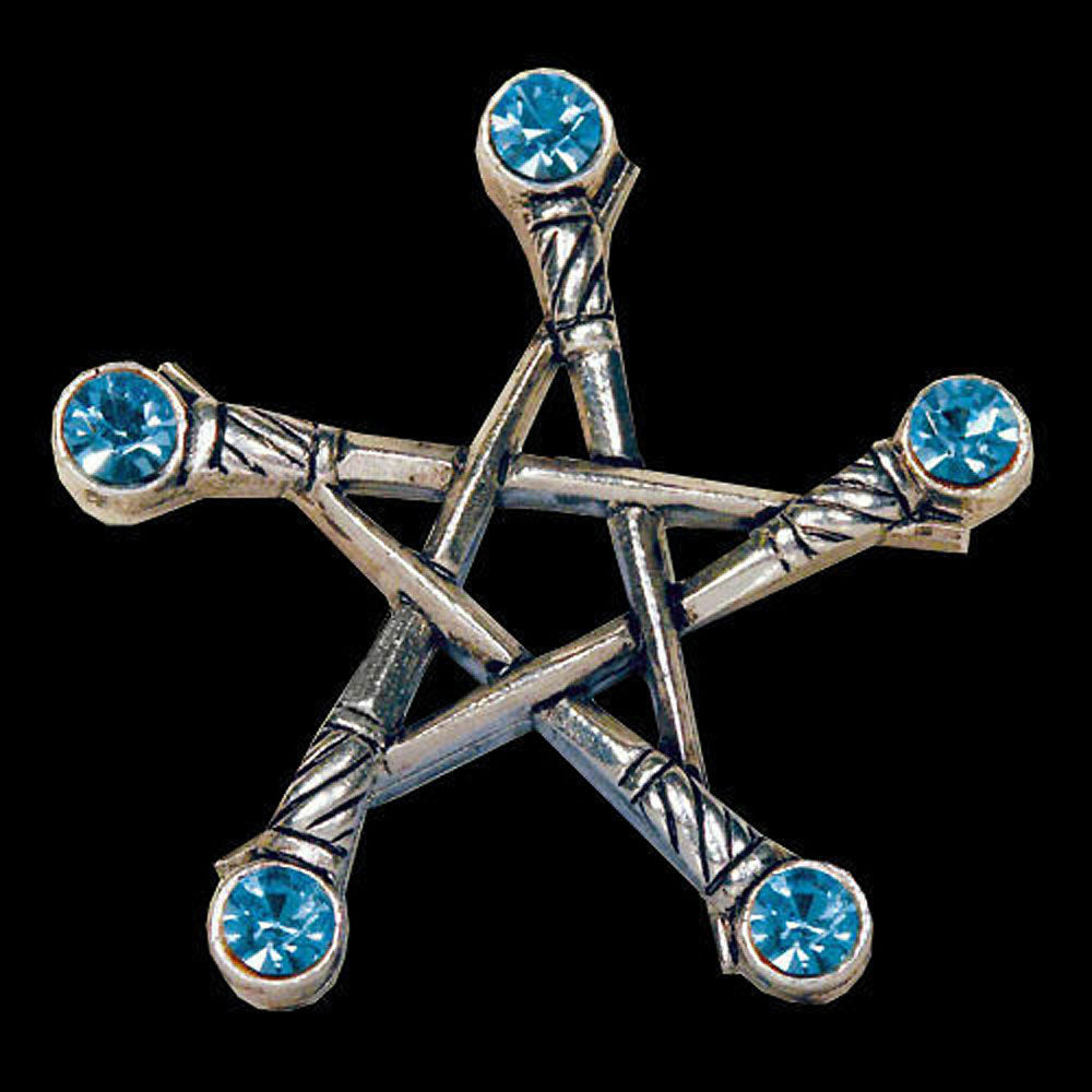 PENTAGRAMM DER SCHWERTER  Anhänger versilbert - Pentagramm - 40x40mm + Kette