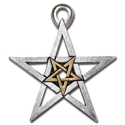 DOPPELTES PENTAGRAMM Schmuck Anhänger versilbert - Pentagramm - 31x35mm  + Kette