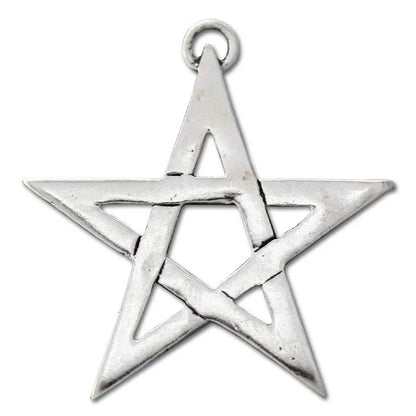Offenes Pentagramm Schmuck Anhänger versilbert mit Kette Satinbeutel 24 mm