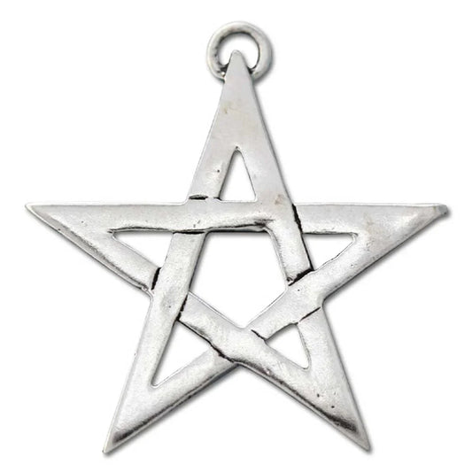 Offenes Pentagramm Schmuck Anhänger versilbert mit Kette Satinbeutel 24 mm