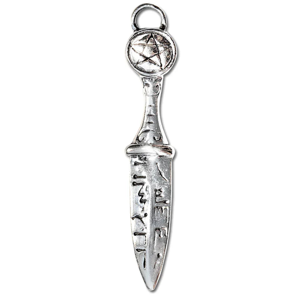  Athame Schmuck Anhänger versilbert mit Kette Satinbeutel 6x40 mm