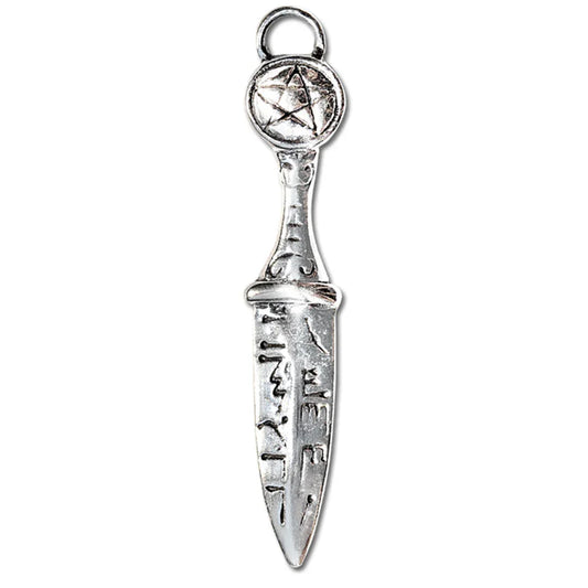  Athame Schmuck Anhänger versilbert mit Kette Satinbeutel 6x40 mm