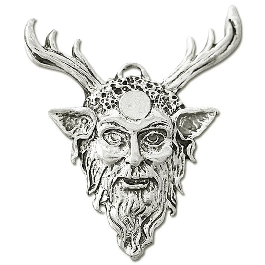 Cernunnos Schmuck Anhänger versilbert mit Kette und Satinbeutel 35x30mm