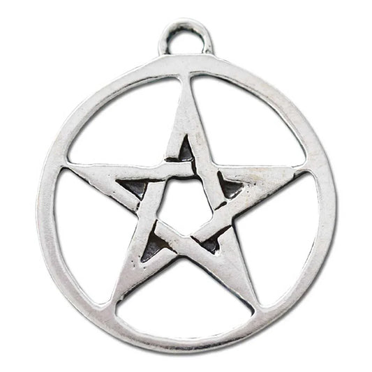 Geschlossenes Pentagramm Schmuck Anhänger versilbert mit Kette Satinbe