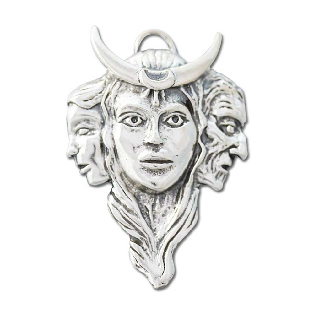 Göttin der Dreifaltigkeit Schmuck Anhänger versilbert mit Kette Satinbeutel 23x33 mm