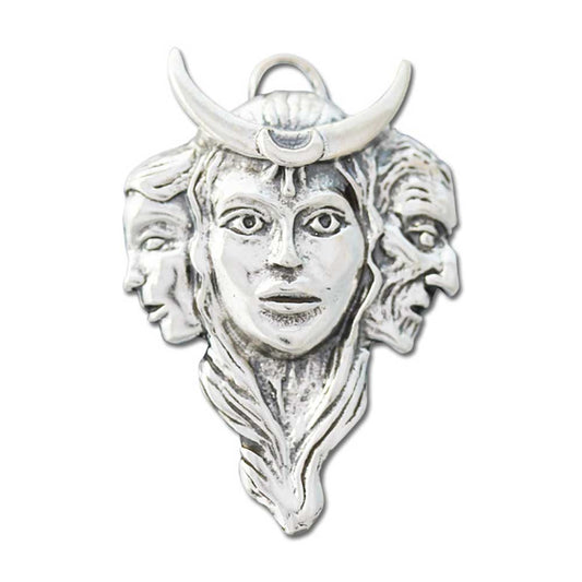 Göttin der Dreifaltigkeit Schmuck Anhänger versilbert mit Kette Satinbeutel 23x33 mm