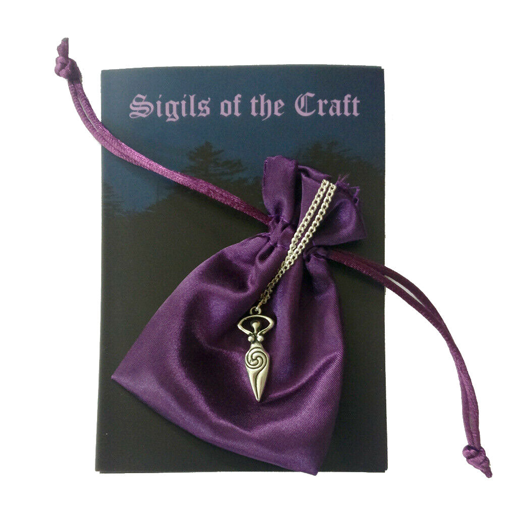 Spiral-Göttin Schmuck Anhänger versilbert mit Kette und Satinbeutel 40