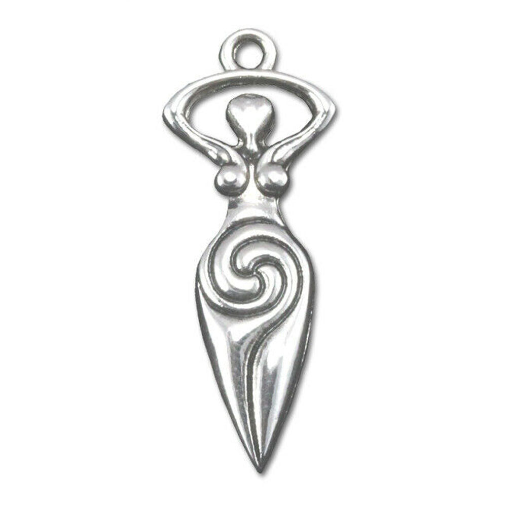 Spiral-Göttin Schmuck Anhänger versilbert mit Kette und Satinbeutel 40
