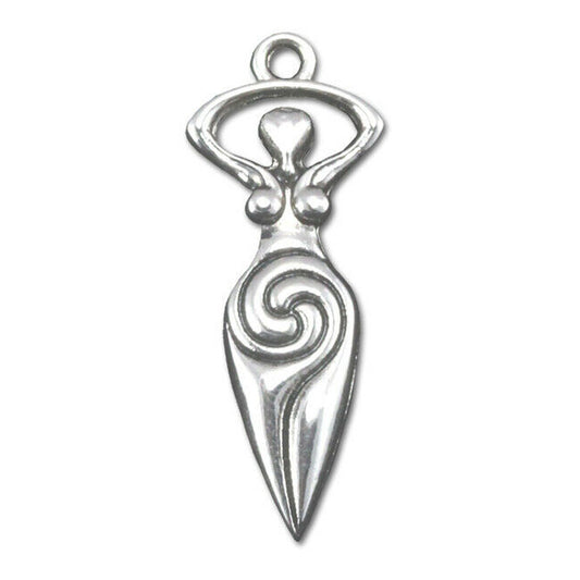 Spiral-Göttin Schmuck Anhänger versilbert mit Kette und Satinbeutel 40
