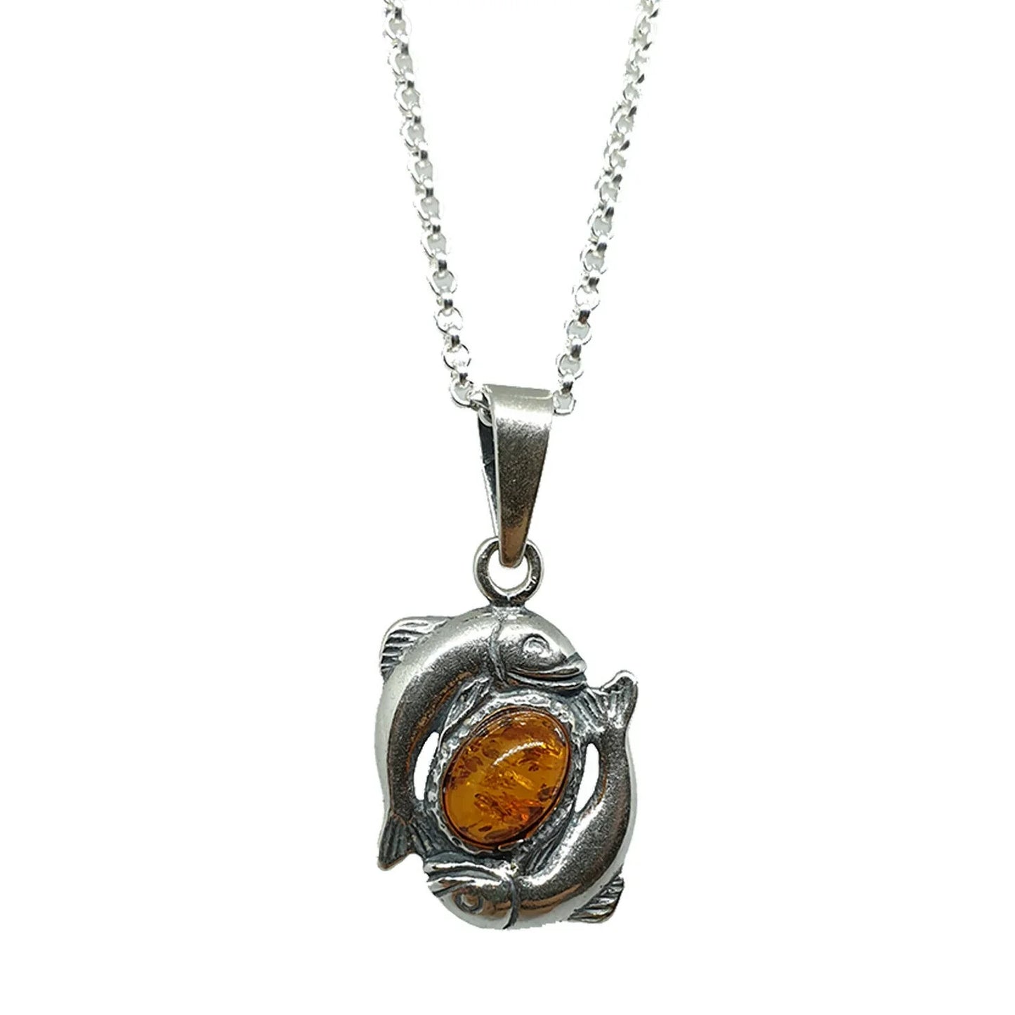 Sternzeichen Anhänger mit Ankerkette 925er Silber Bernstein Schmuck