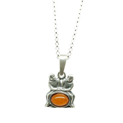 Sternzeichen Anhänger mit Ankerkette 925er Silber Bernstein Schmuck