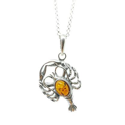 Sternzeichen Anhänger mit Ankerkette 925er Silber Bernstein Schmuck