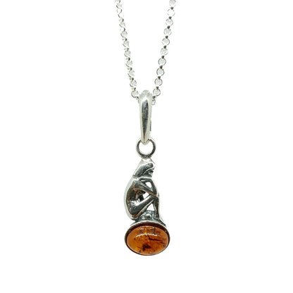 Sternzeichen Anhänger mit Ankerkette 925er Silber Bernstein Schmuck