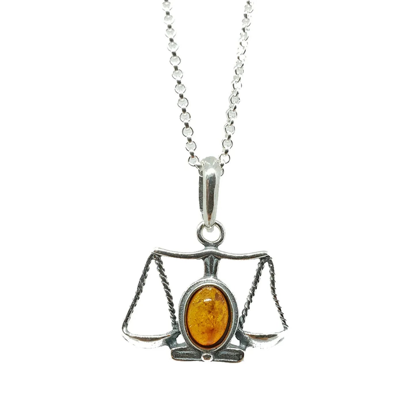 Sternzeichen Anhänger mit Ankerkette 925er Silber Bernstein Schmuck