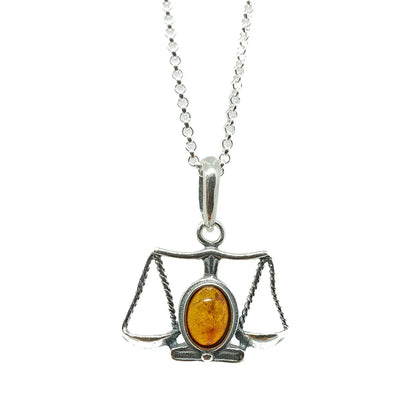 Sternzeichen Anhänger mit Ankerkette 925er Silber Bernstein Schmuck