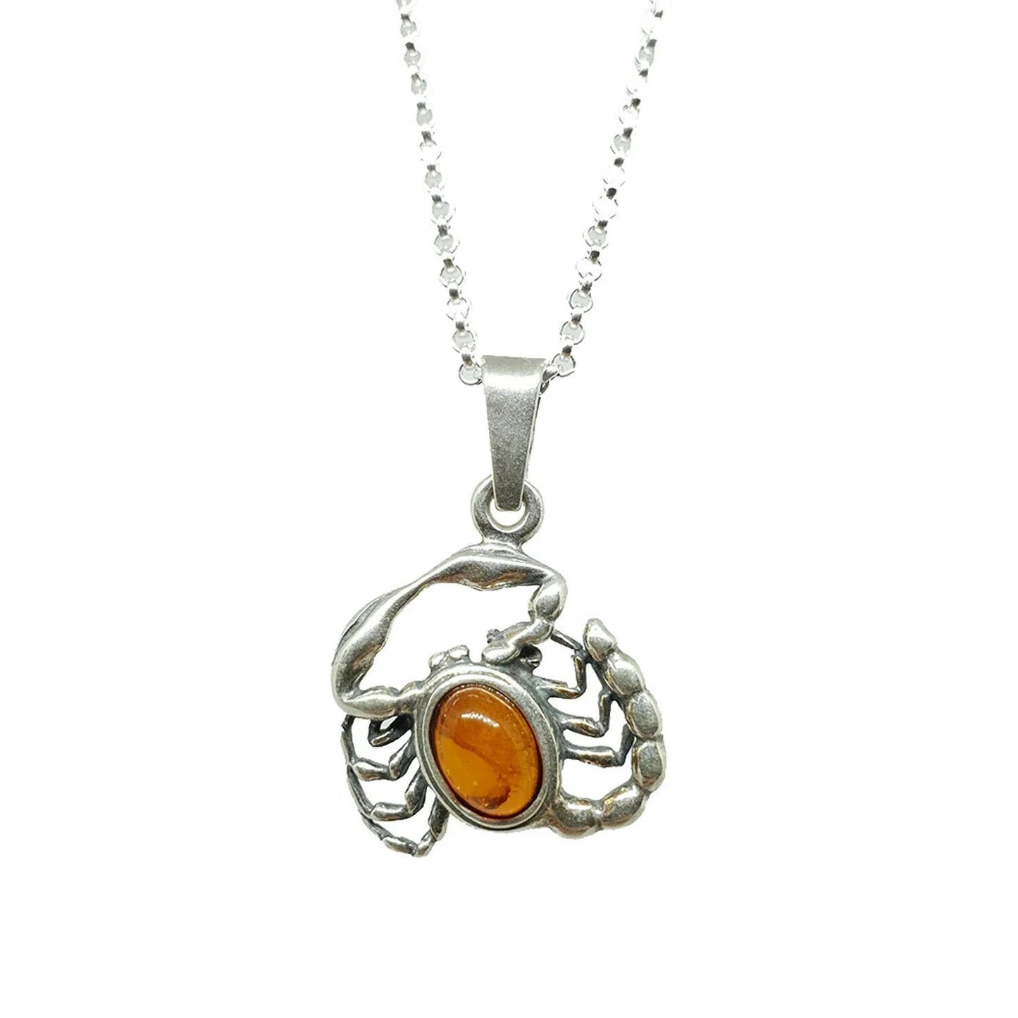 Sternzeichen Anhänger mit Ankerkette 925er Silber Bernstein Schmuck