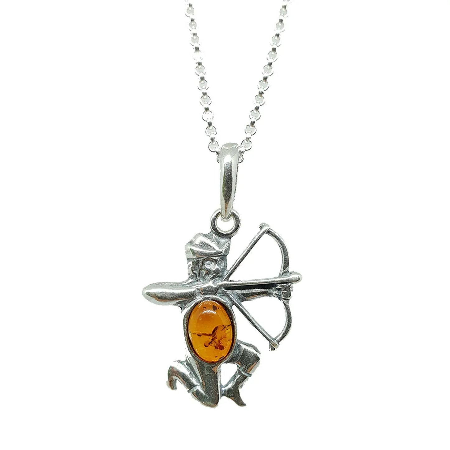Sternzeichen Anhänger mit Ankerkette 925er Silber Bernstein Schmuck