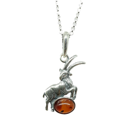 Sternzeichen Anhänger mit Ankerkette 925er Silber Bernstein Schmuck