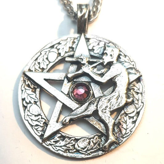 Pan Mit Pentagramm groß Amulett  Thor Schutzsymbol 925er Silber Talisman: 34 mm