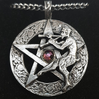 Pan Mit Pentagramm groß Amulett  Thor Schutzsymbol 925er Silber Talisman: 34 mm