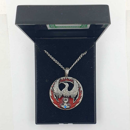 Phönix Mit Thor Hammer groß Amulett 925er Silber Talisman: 37 mm