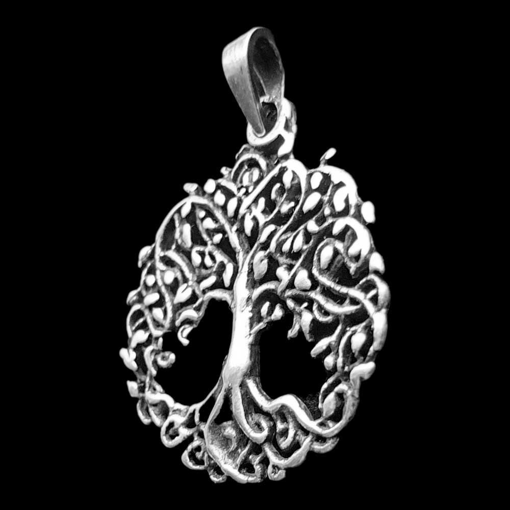 Keltischer Baum Anhänger mit Blätter 925 Silber 25 mm Kettenanhänger