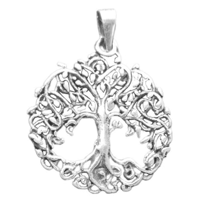 Keltischer Baum Anhänger mit Blätter 925 Silber 25 mm Kettenanhänger