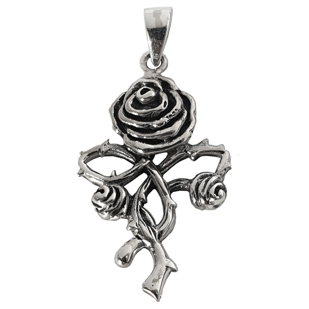 Anhänger Rose Schmuck Gothic Kettenanhänger 925er  Silber Silberschmuck 4 cm
