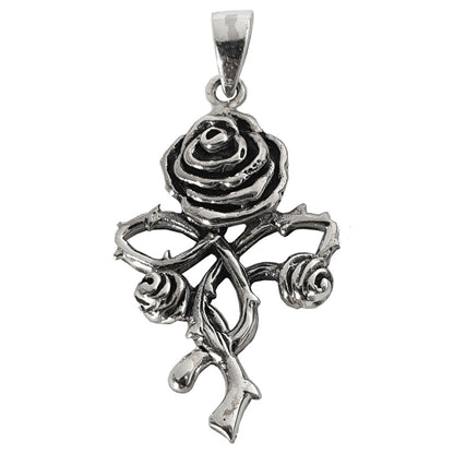 Anhänger Rose Schmuck Gothic Kettenanhänger 925er  Silber Silberschmuck 4 cm