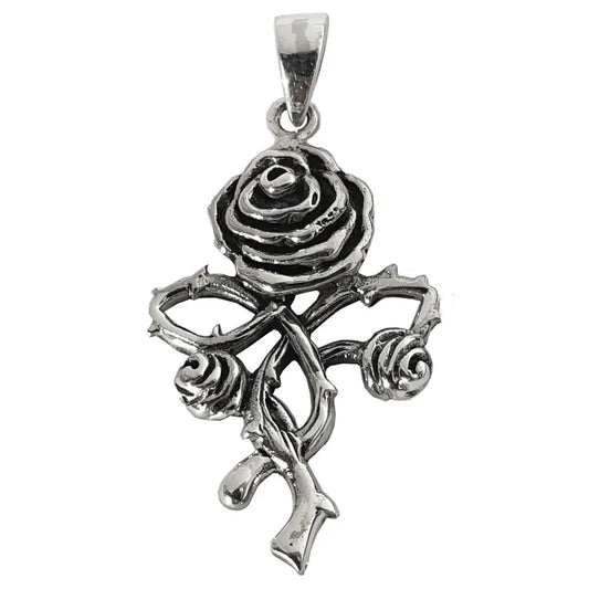 Anhänger Rose Schmuck Gothic Kettenanhänger 925er  Silber Silberschmuck 4 cm