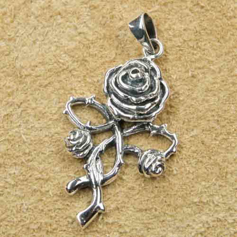 Anhänger Rose Schmuck Gothic Kettenanhänger 925er  Silber Silberschmuck 4 cm