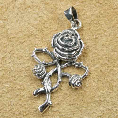 Anhänger Rose Schmuck Gothic Kettenanhänger 925er  Silber Silberschmuck 4 cm