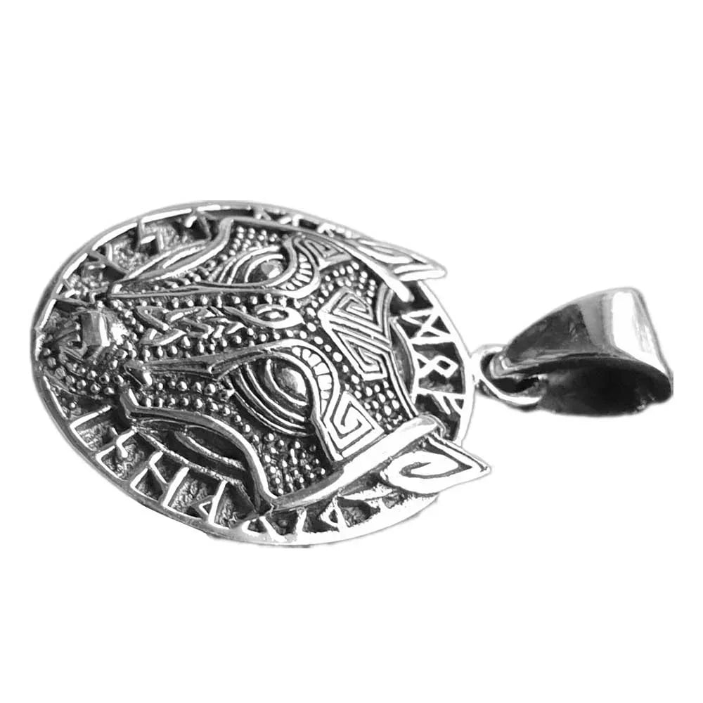Wolf Hund Runen Fenris Schmuck Anhänger klein 925er Silber - 19 mm