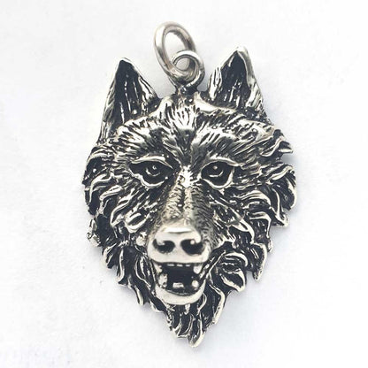 Großer Wolf Schmuck Anhänger Silber Wolfskopf Kettenanhänger Krafttier