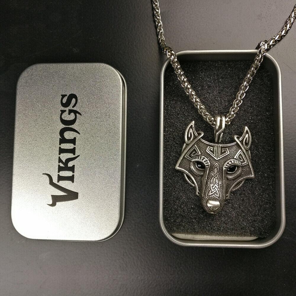 Wolf Box Kette Wikinger Kelten Schmuck Anhänger Zinn Hund
