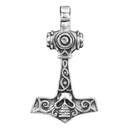 Thors Hammer mit Totenkopf Anhänger Schmuck - Thorhammer - 35x21mm
